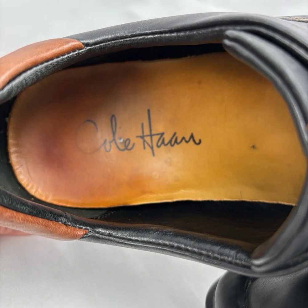 Cole Haan Zeno Lace ll Men's Sz8 Black Leather Split-Toe Casual‎ Oxford Style